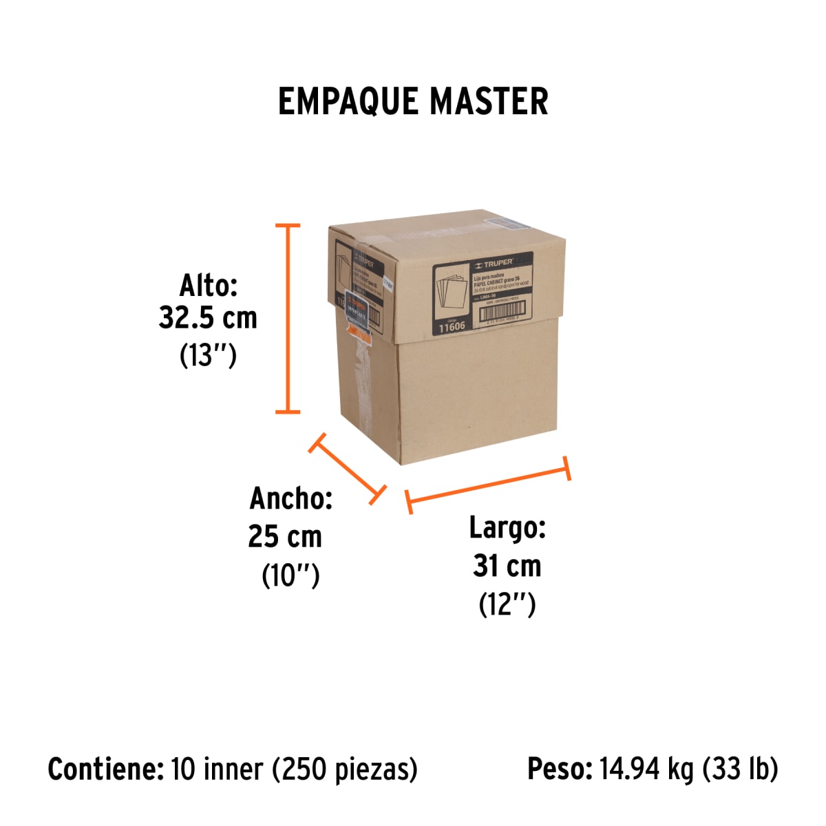 Lija Para Madera Grano 36 Truper 116067