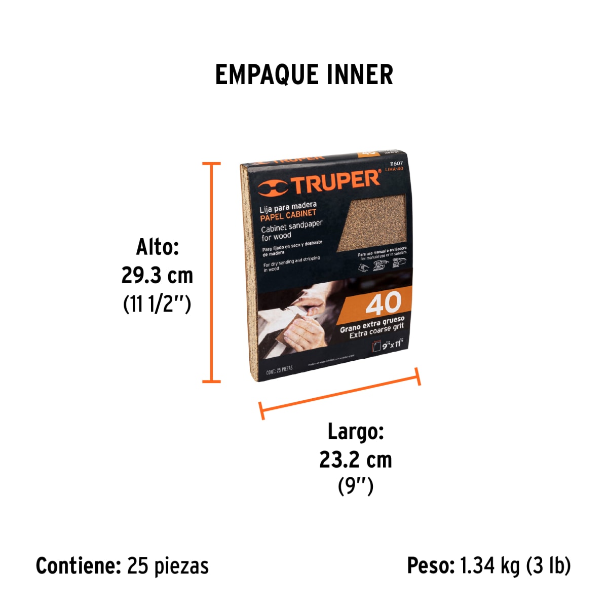 Lija Para Madera Grano 40 Truper 116076