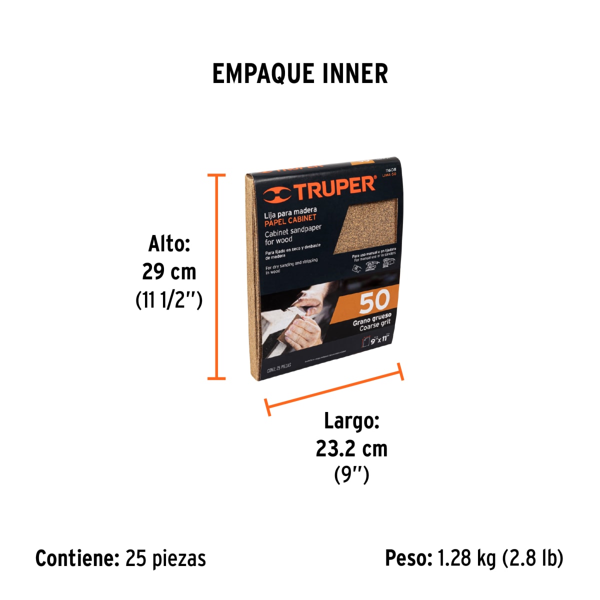 Lija Para Madera Grano 50 Truper 116086