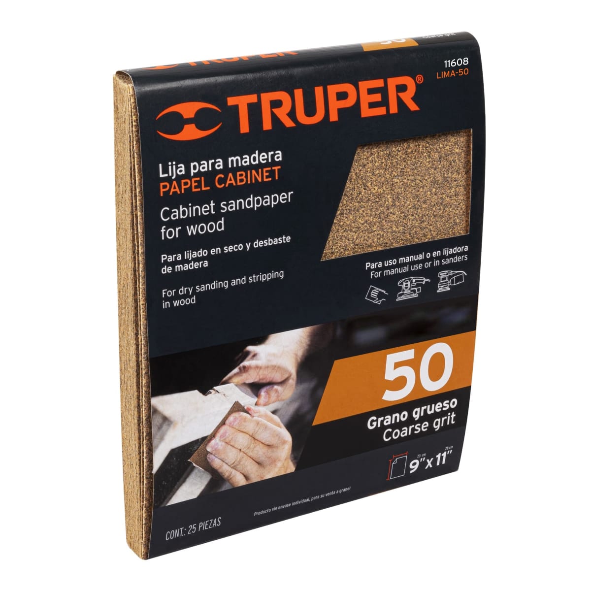 Lija Para Madera Grano 50 Truper 11608 0