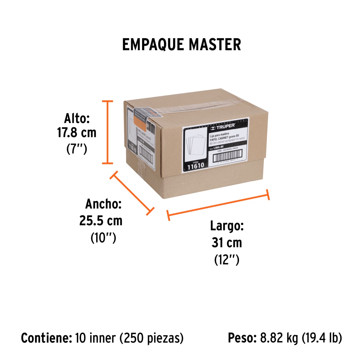 Lija Para Madera Grano 80 Truper 116106