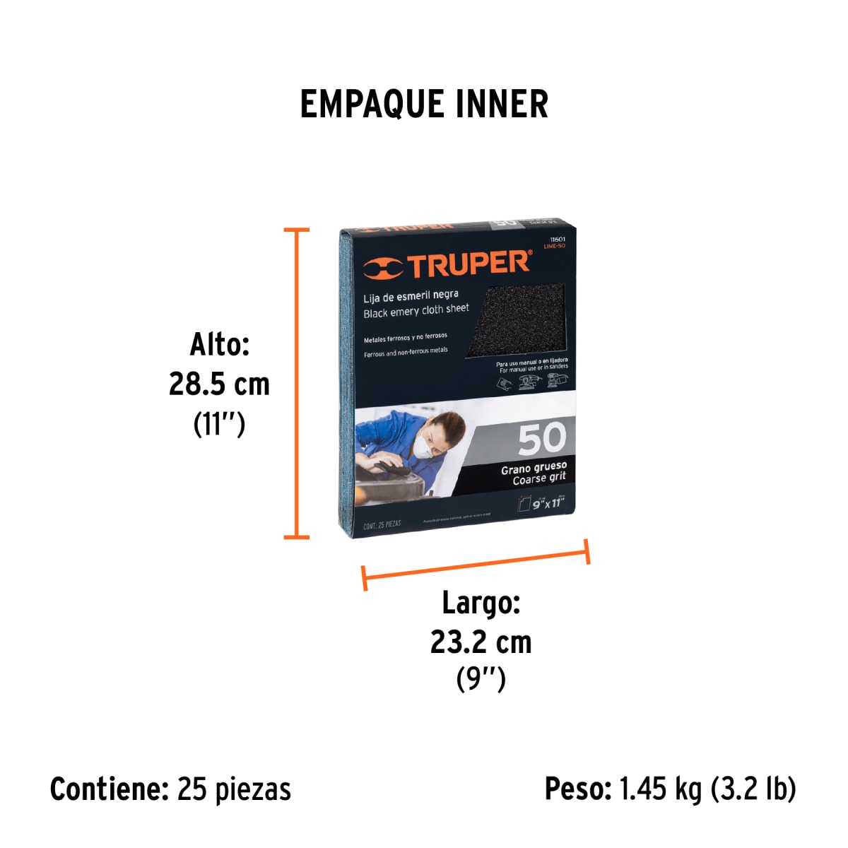 Lija De Fierro Grano Grano 50 Truper 116016