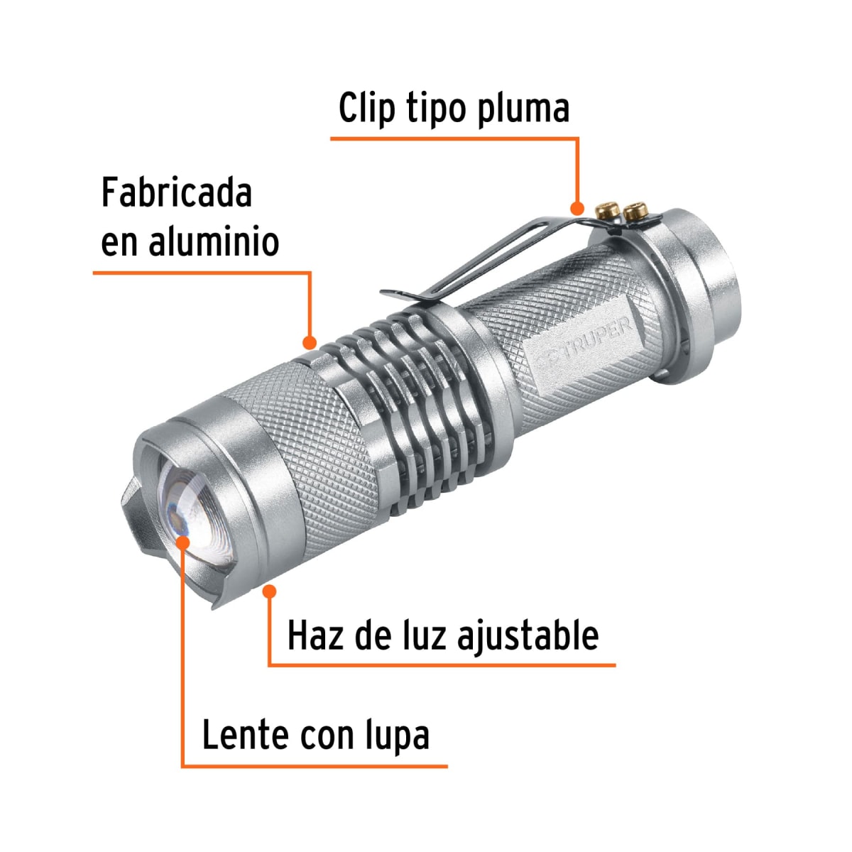 Linterna De Aluminio A Pilas 35 Lumines Truper 172562