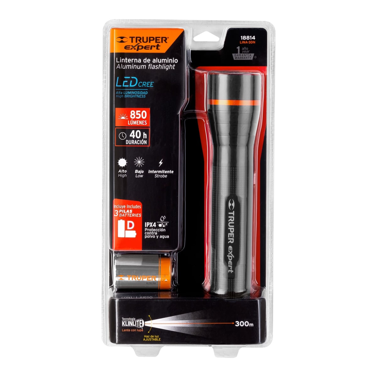 Linterna De Aluminio A Pilas 530 Lumines Truper 188144