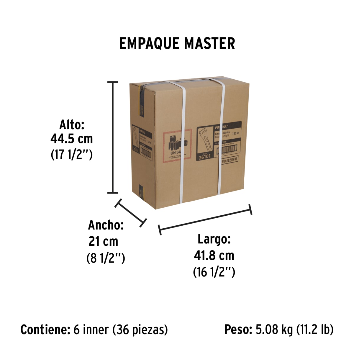 Linterna Plástica Recargable Led, 120 Lm Pretul 261018