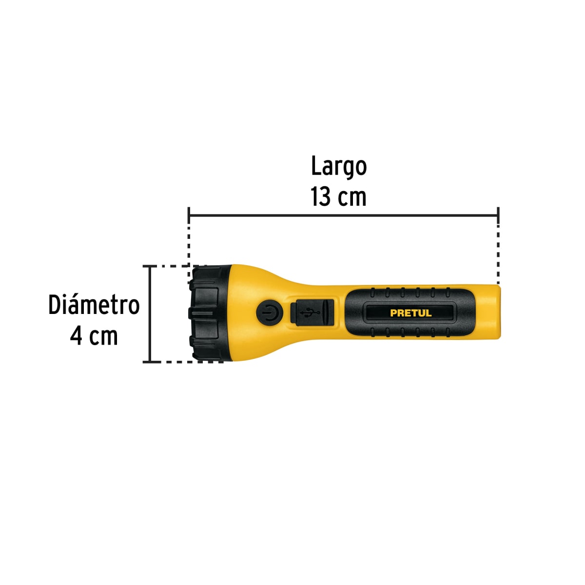 Linterna Plástica Recargable Led, 120 Lm Pretul 261014