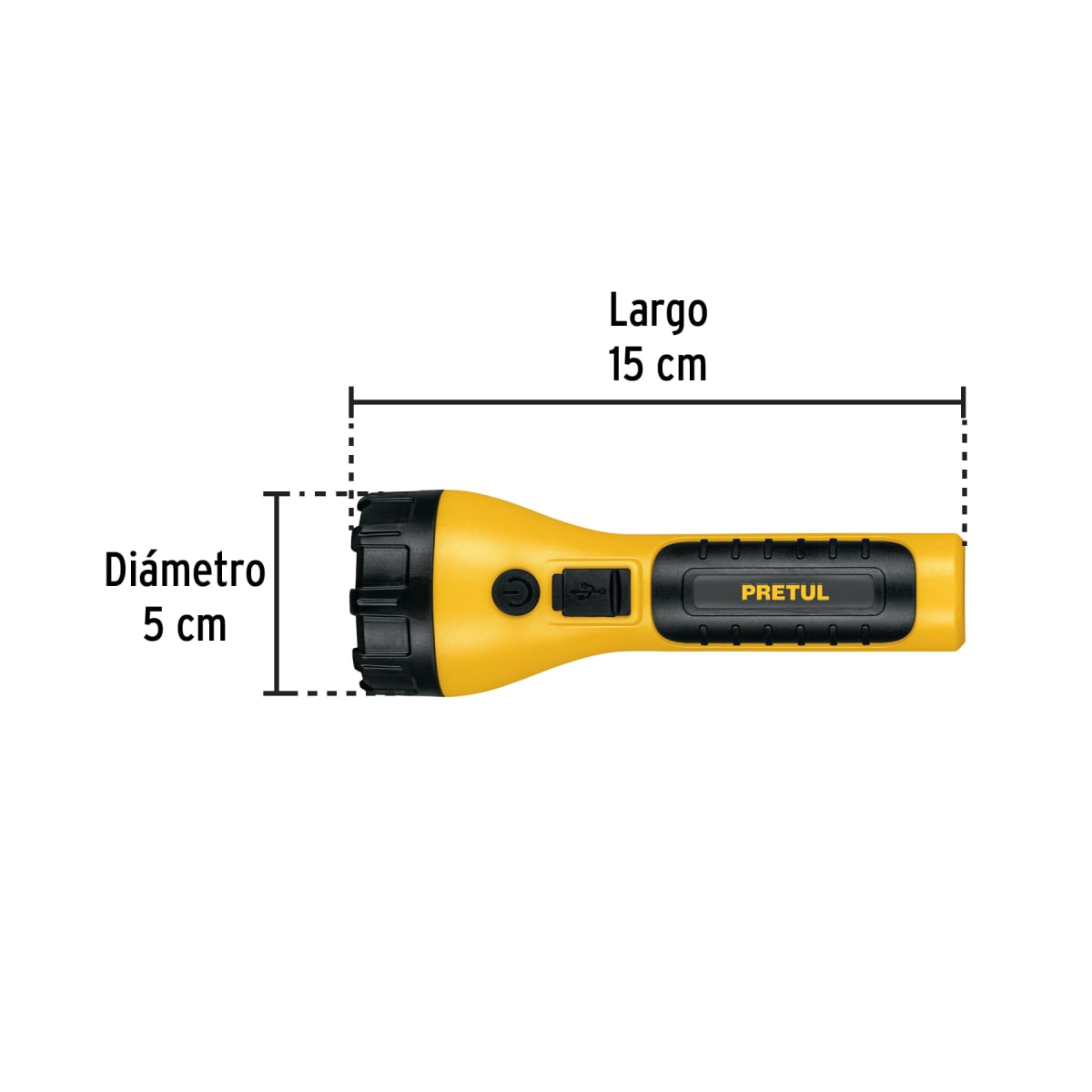Linterna Plástica Recargable Led, 180 Lm Pretul 261023