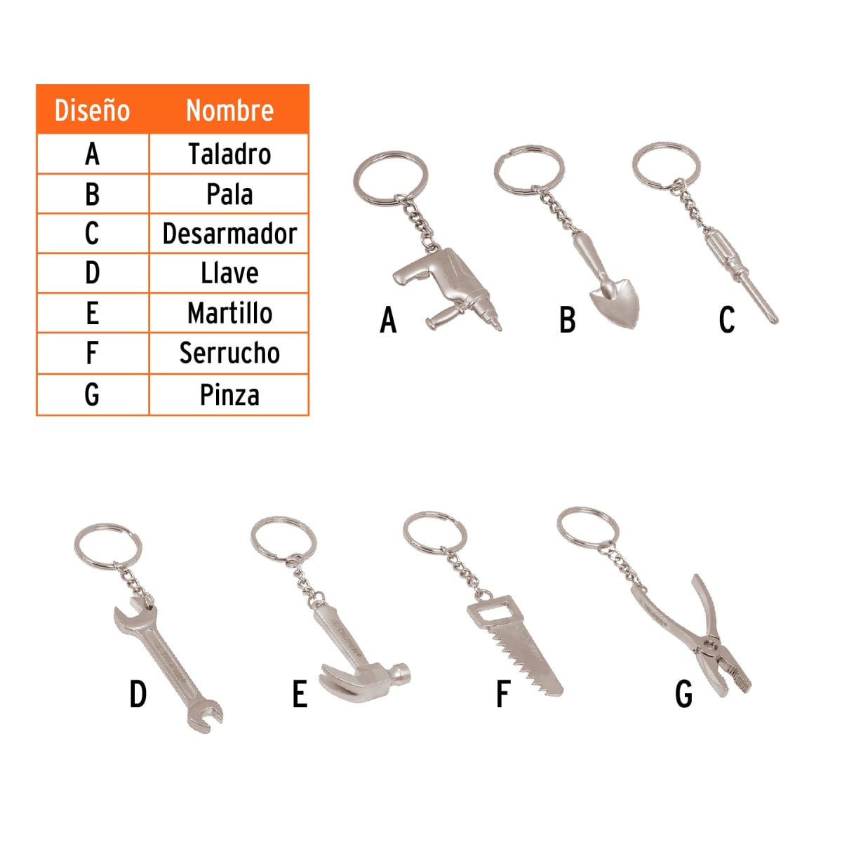 Llaveros Tipo Herramienta 49 Piezas Surtidas Truper 133373