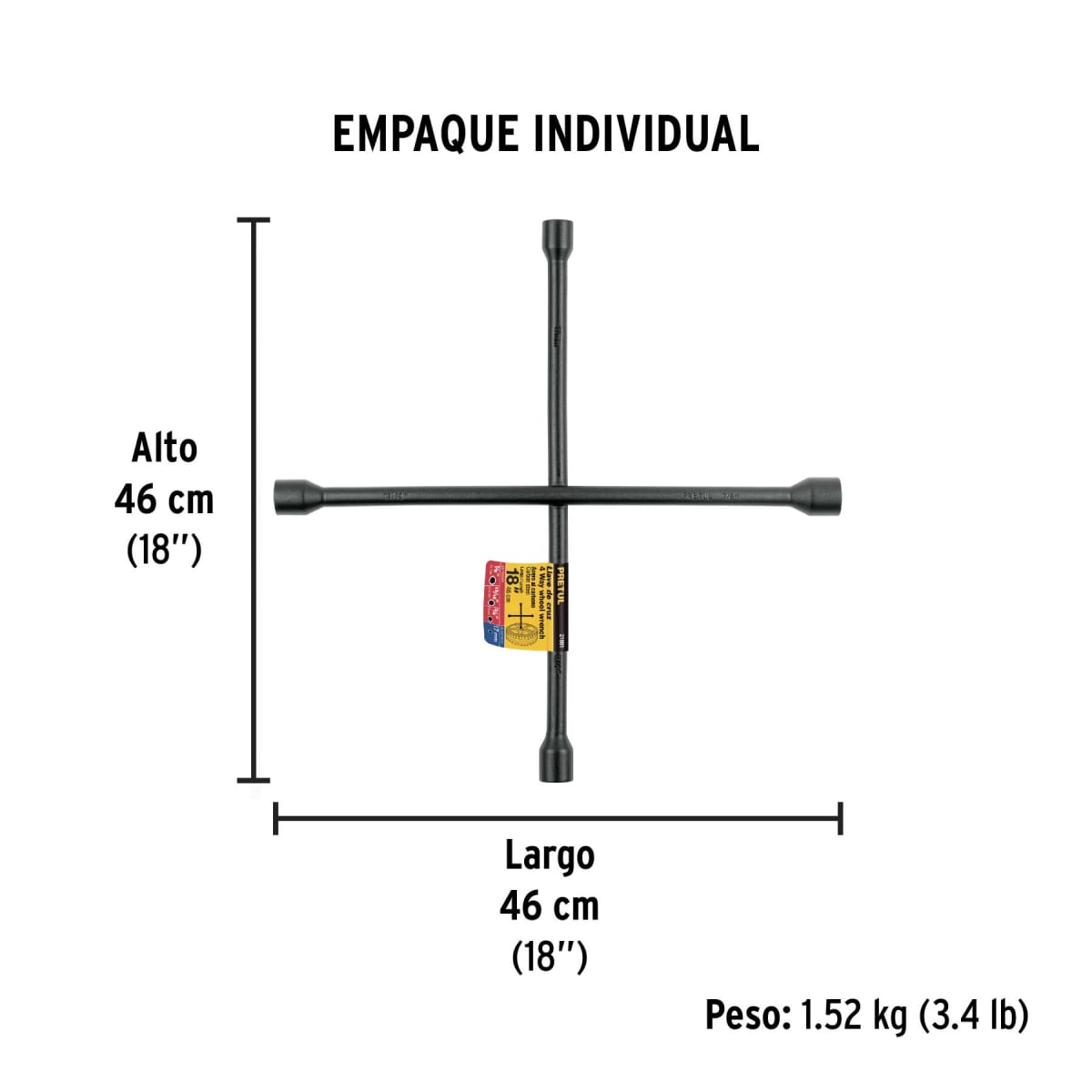 Llave De Cruz 18'' Fijo Pretul 218015