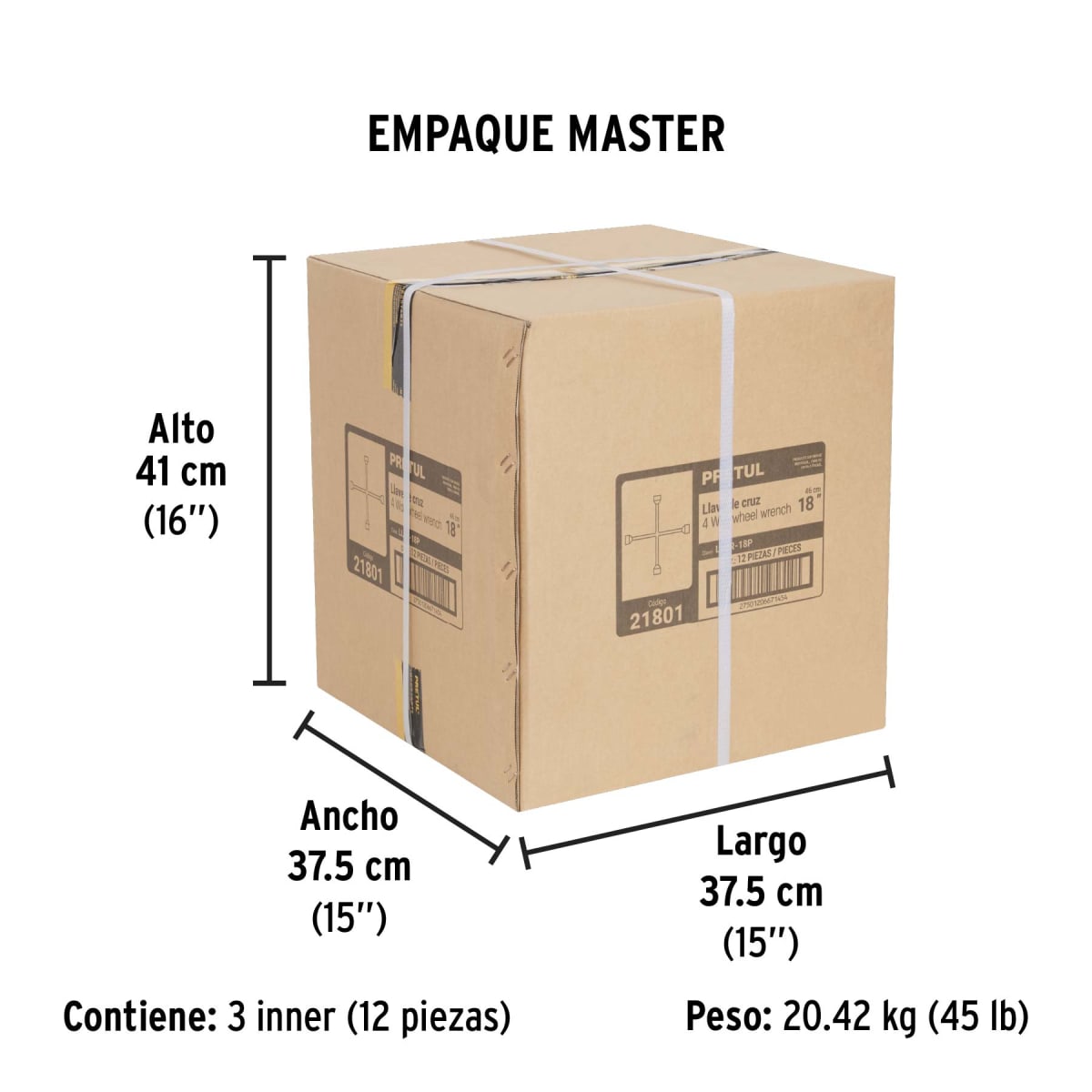 Llave De Cruz 18'' Fijo Pretul 218017