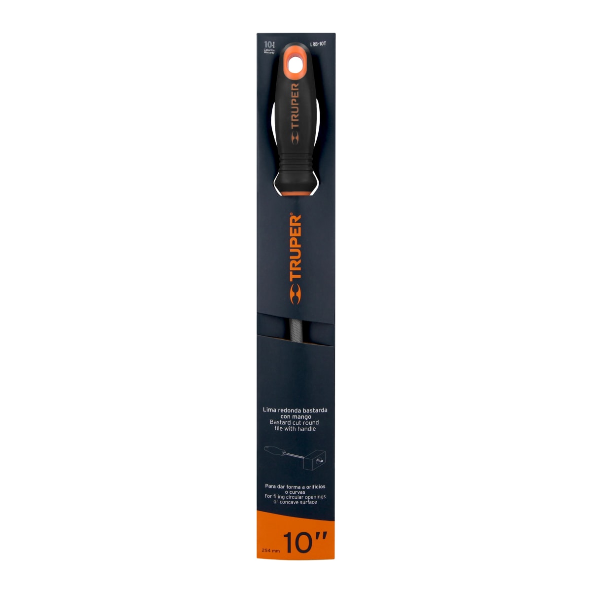 Lima Redonda Bastarda 10' Con Mango Doble Inyección Truper 112445