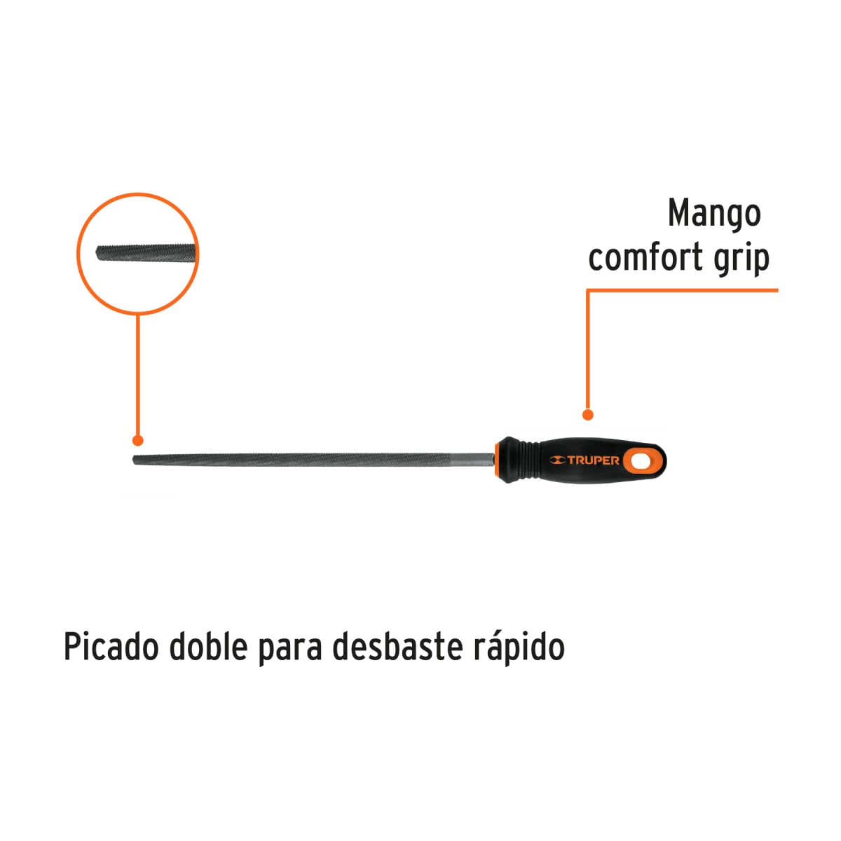 Lima Redonda Bastarda 10' Con Mango Doble Inyección Truper 112442