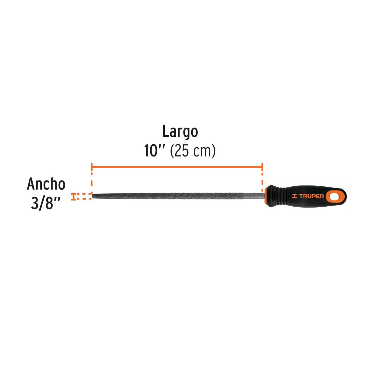 Lima Redonda Bastarda 10' Con Mango Doble Inyección Truper 112443