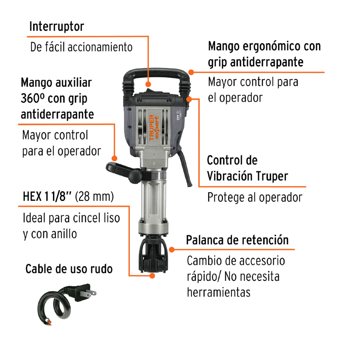 Martillo Demoledor Hexagonal 1 1/8