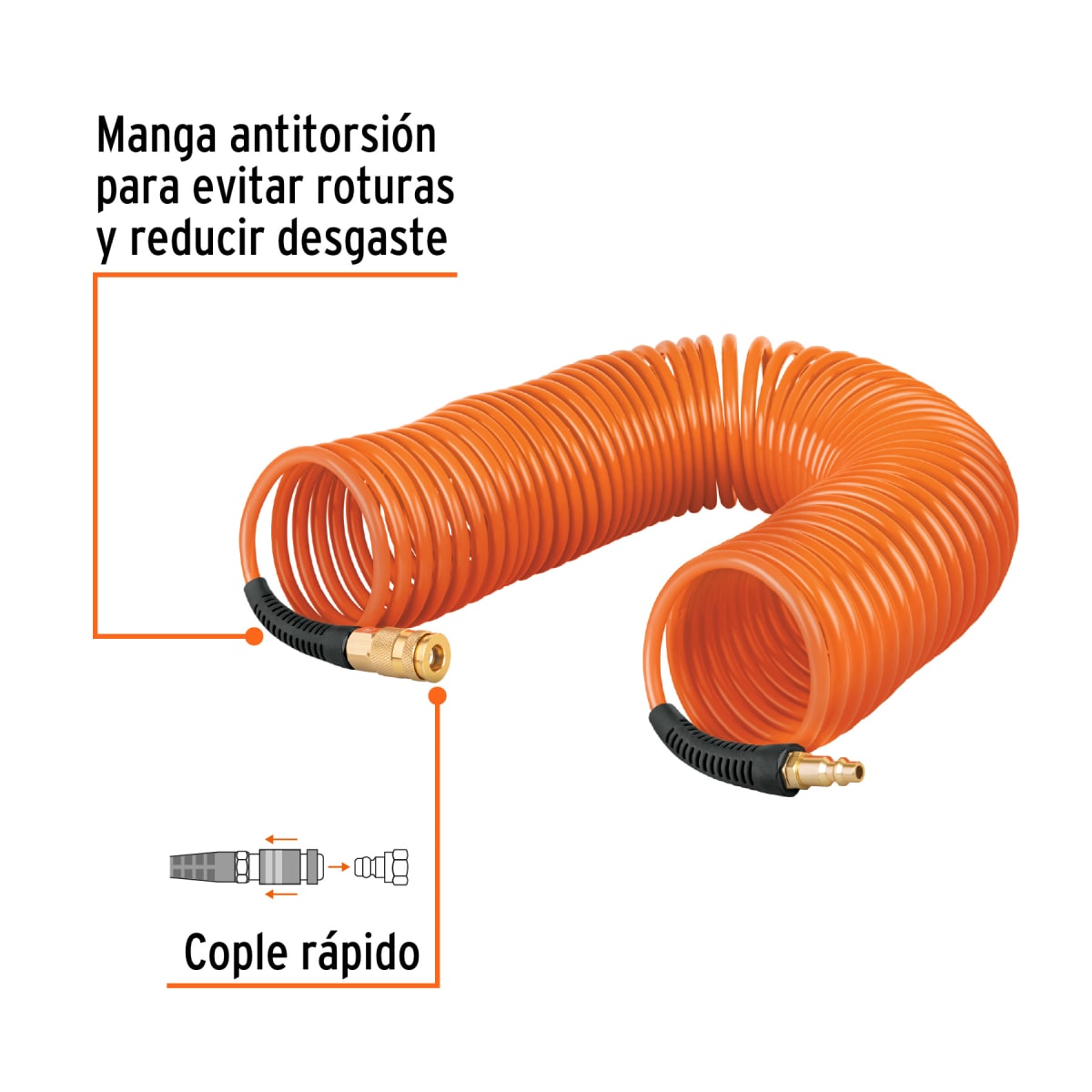 Manguera Tipo Resorte 15 Mts 1/4