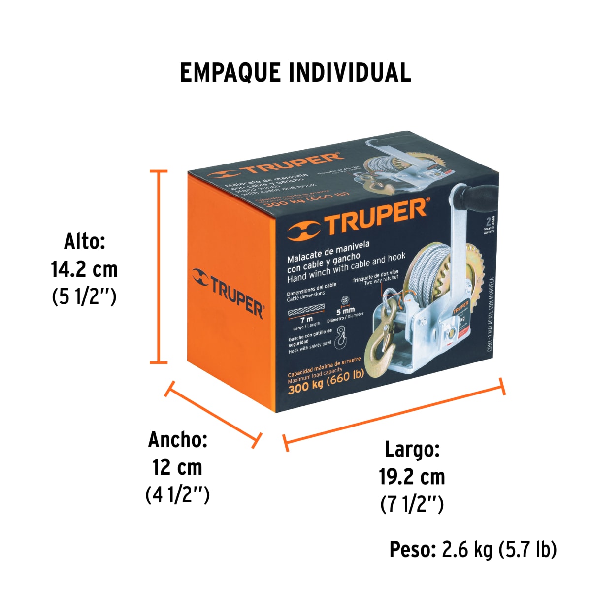Malacate Con Manivela 7 x 5mm 300 Kg Truper 147192