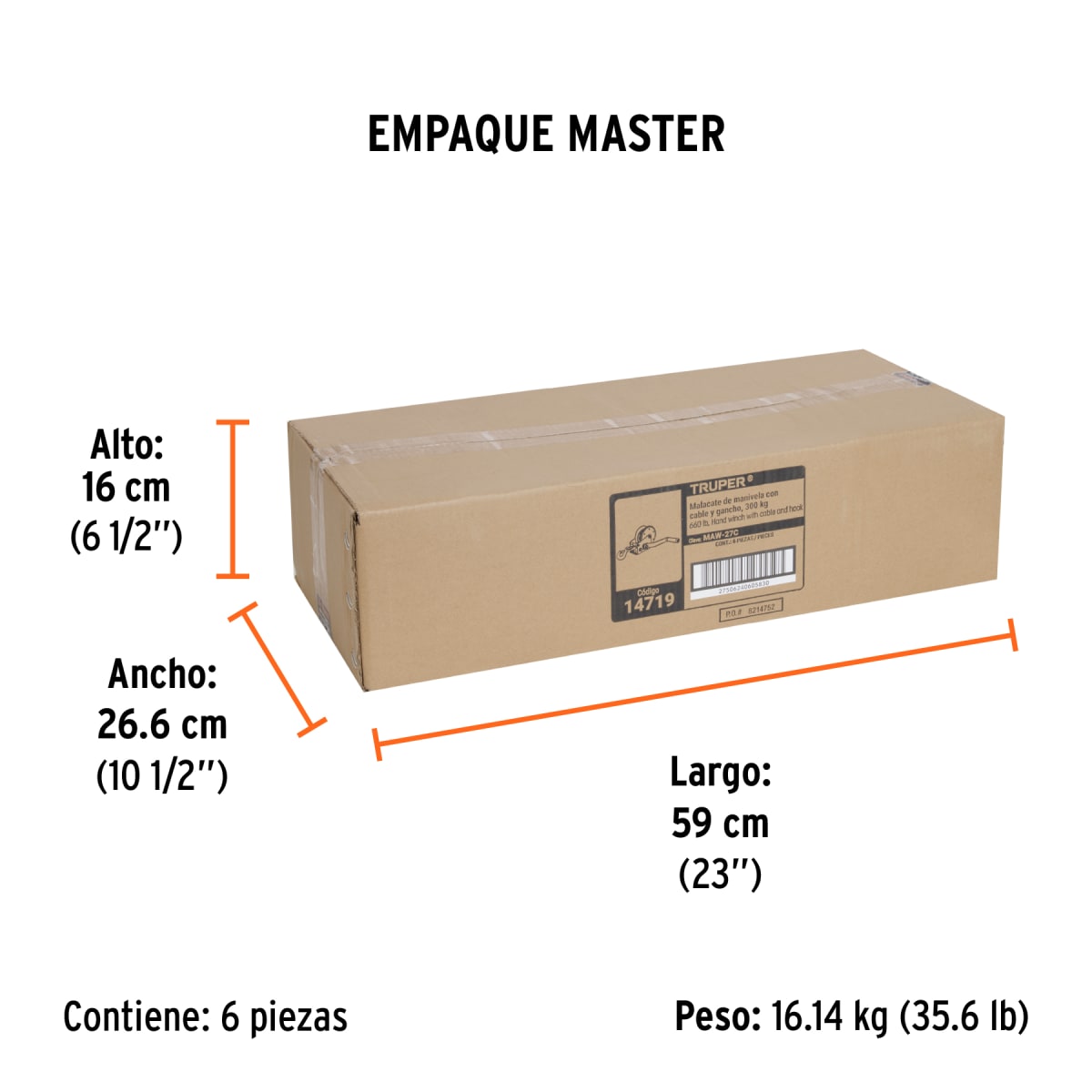 Malacate Con Manivela 7 x 5mm 300 Kg Truper 147193