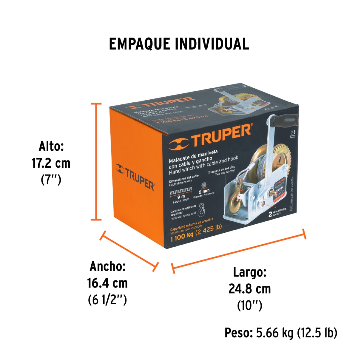 Malacate Con Manivela 9 x 5mm 1100 Kg Truper 147212