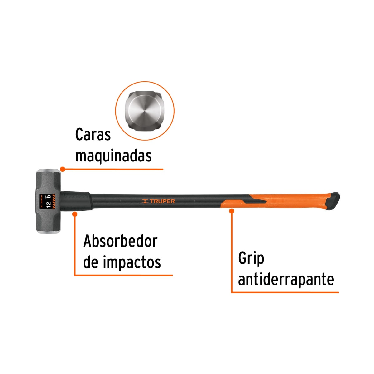 Comba Octagonal 12 Lbs Mango Fibra De Vidrio Truper 165422