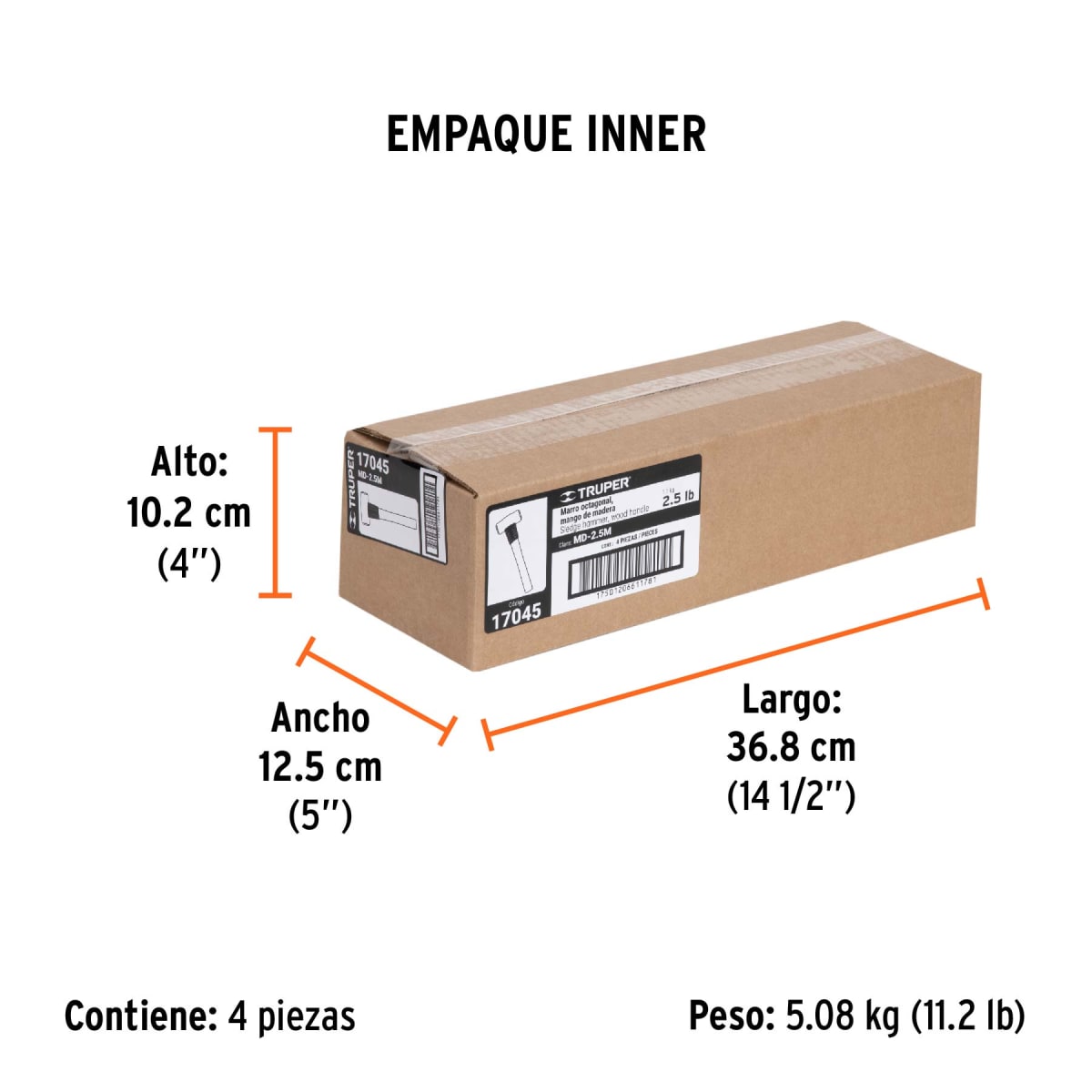 Comba Octagonal 2.5 Lbs Mango Madera Truper 170454