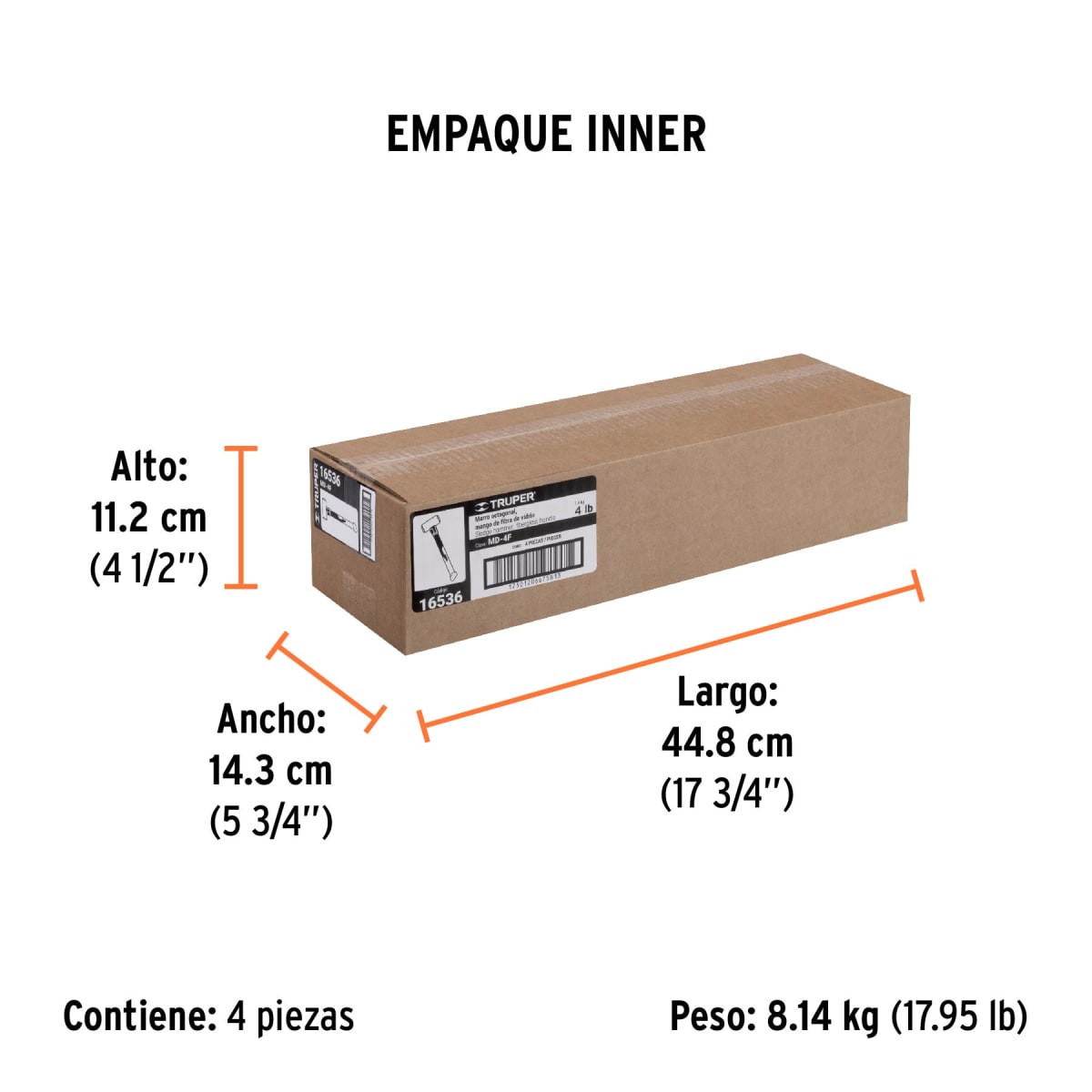 Comba Octogonal 4 Lbs Doble Cara con Mango Fibra de Vidrio 14