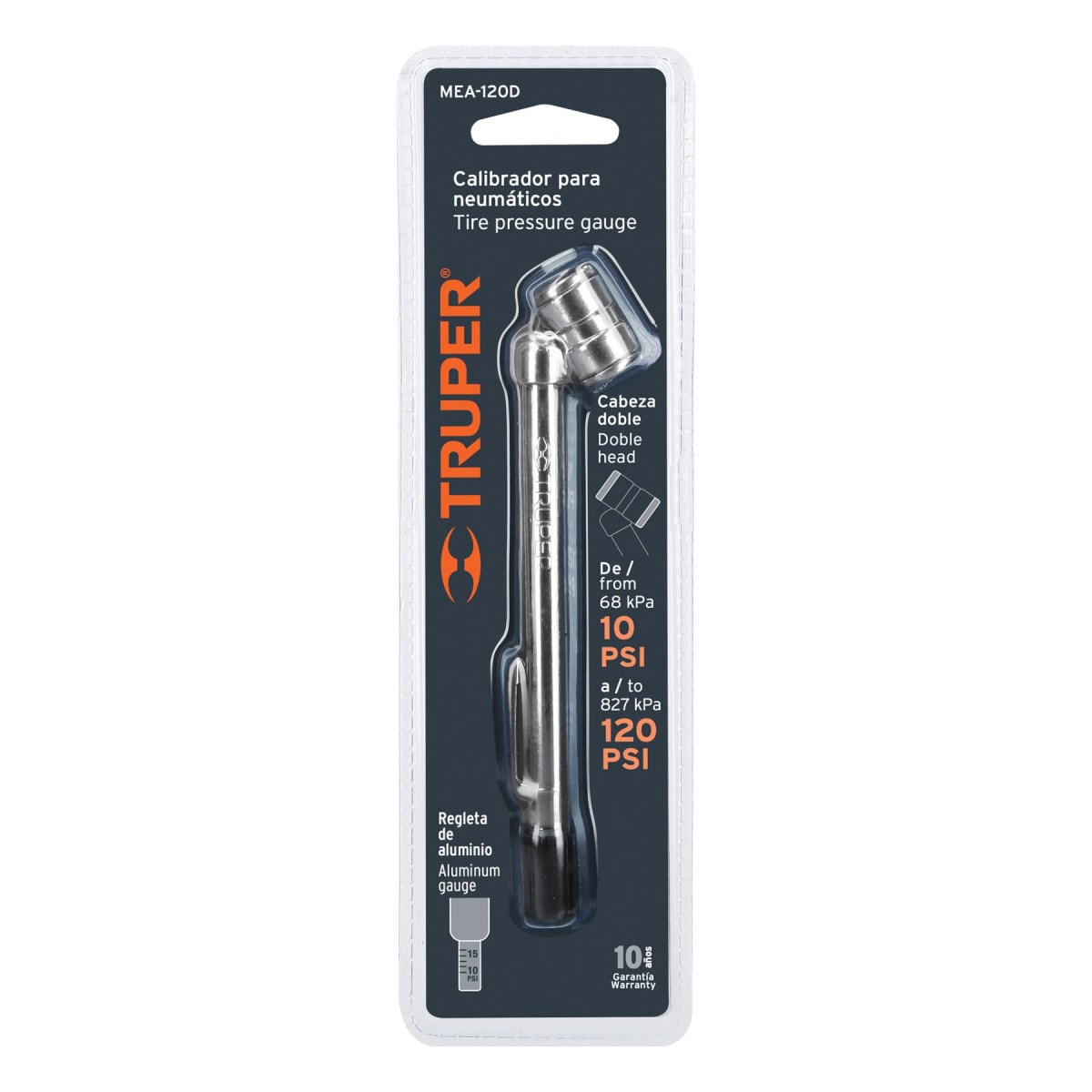 Medidor de presión 120 PSI cabeza doble Truper 190994