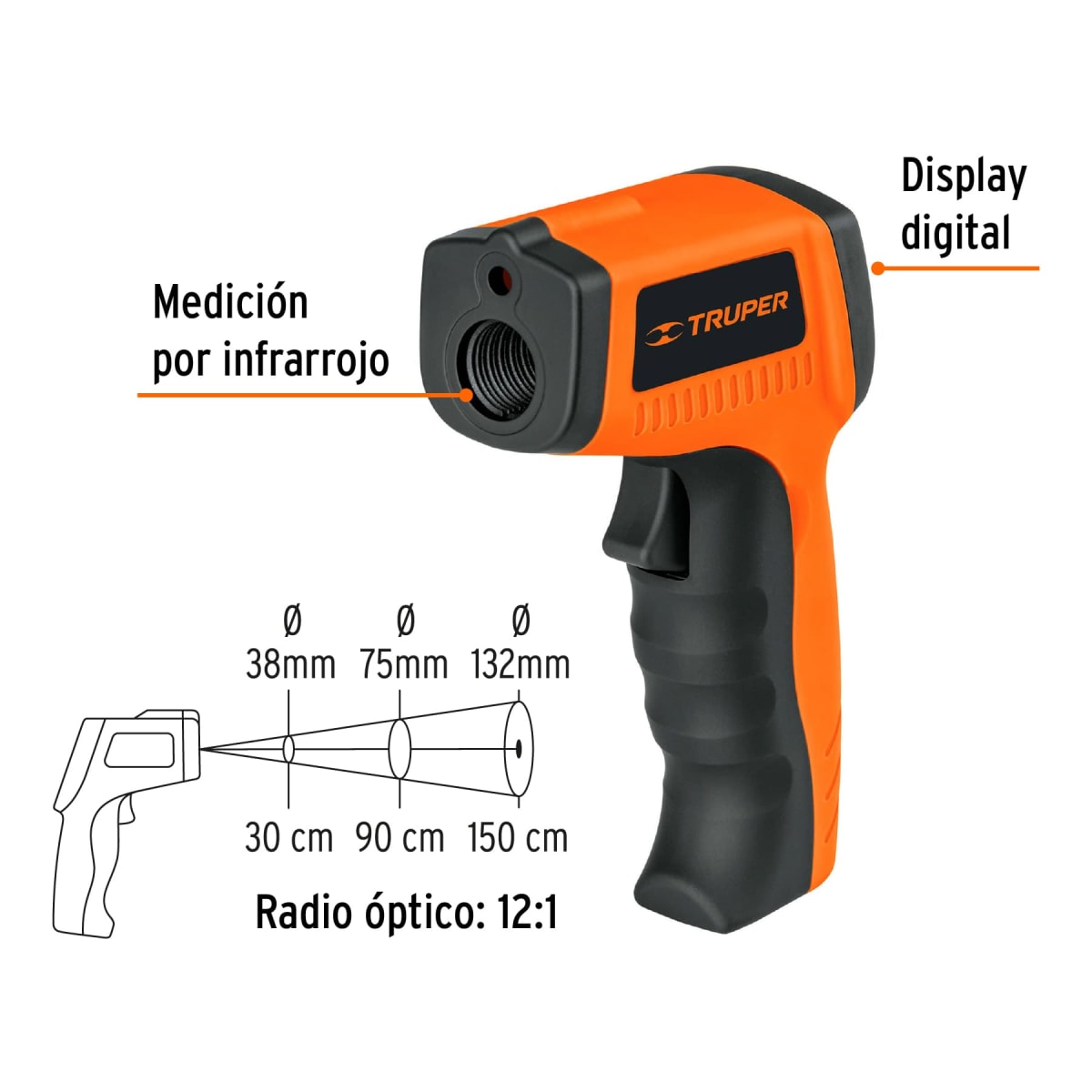Medidor Infrarrojo De Temperatura De -50°C A 500°C Truper 182292