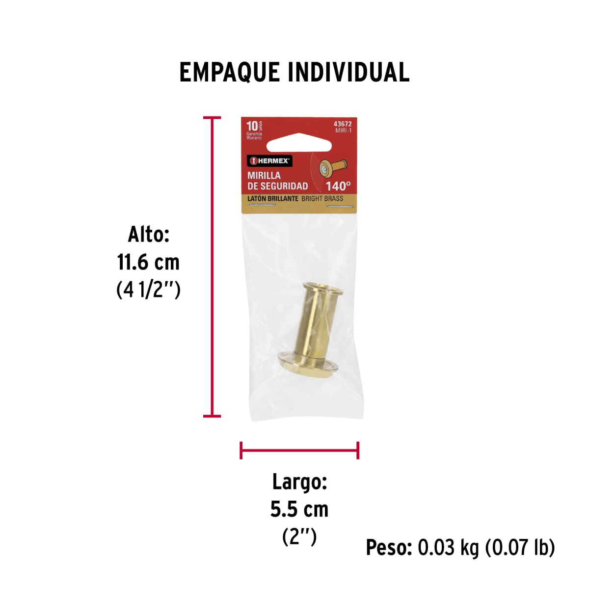 Mirilla De Seguridad Latón Brillante Hermex 436727