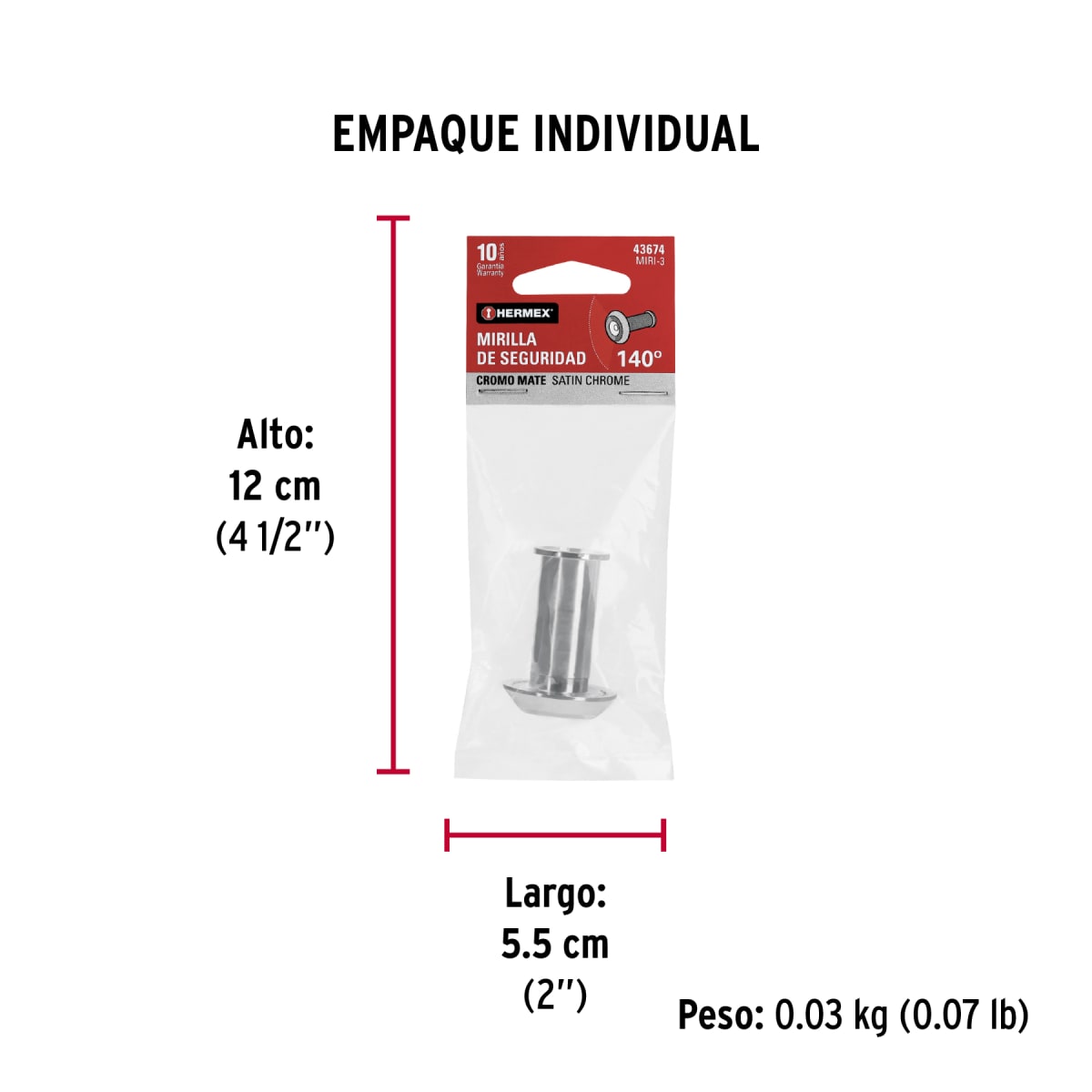 Mirilla De Seguridad Cromo Mate Hermex 436747