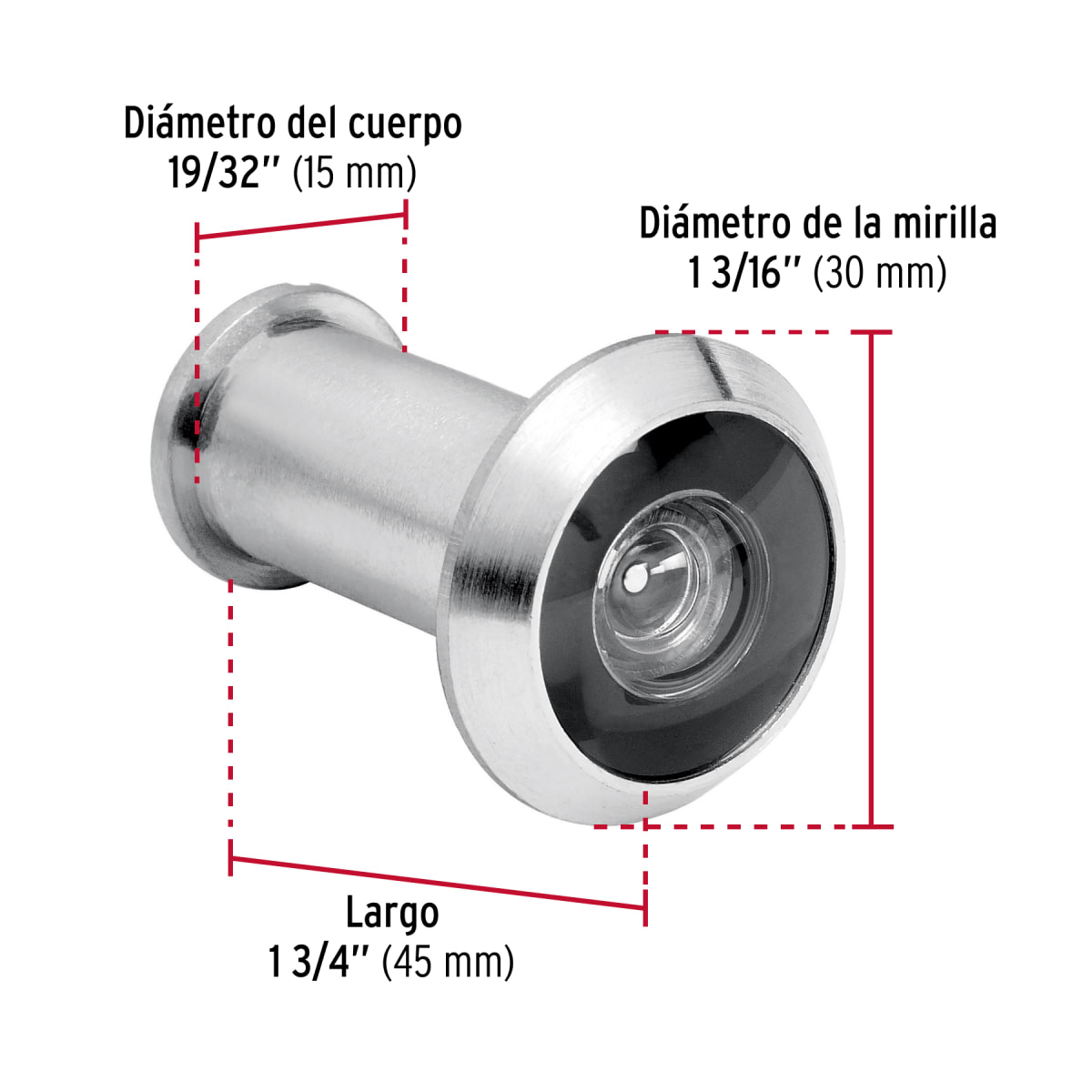 Mirilla De Seguridad Cromo Mate Hermex 436743