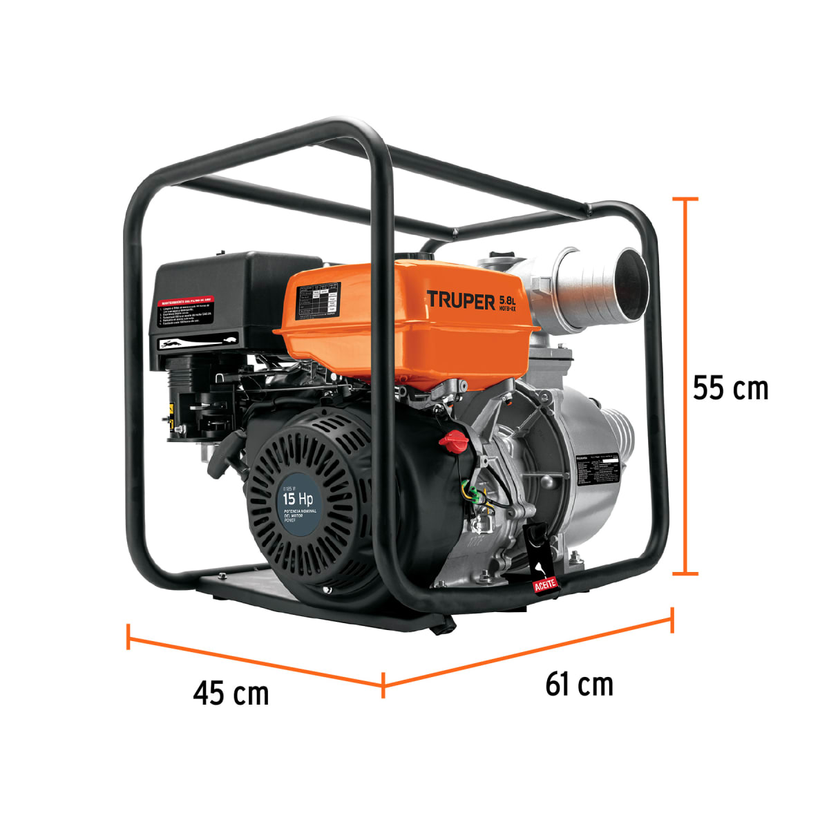Motobomba a Gasolina 15 HP  Entrada y Salida 4