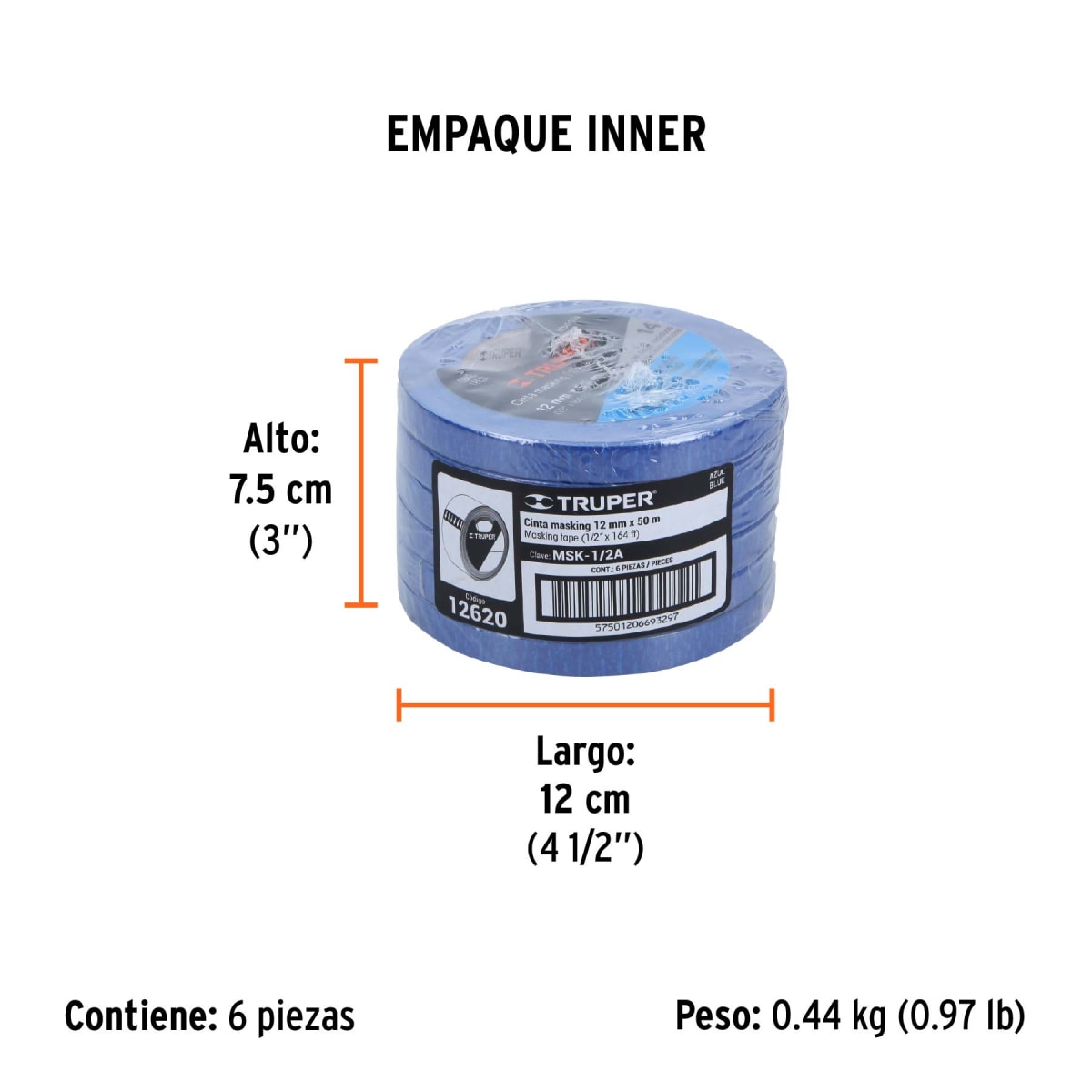 Cinta Masking Tape Azul de 1/2