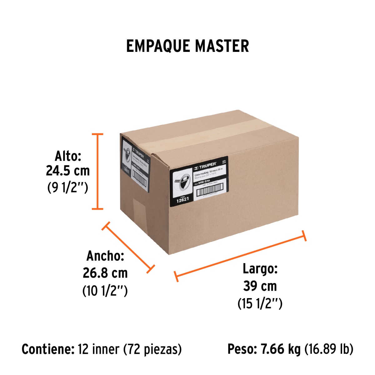 Cinta Masking Tape Azul de 3/4