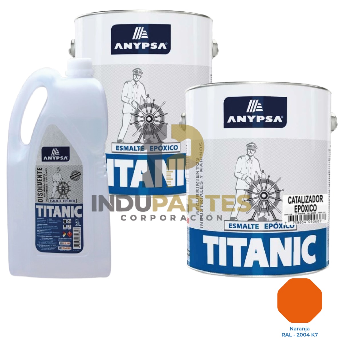 Pintura Epóxica Titanic Naranja Ral-2004 K7 Disolvente / Catalizador 0