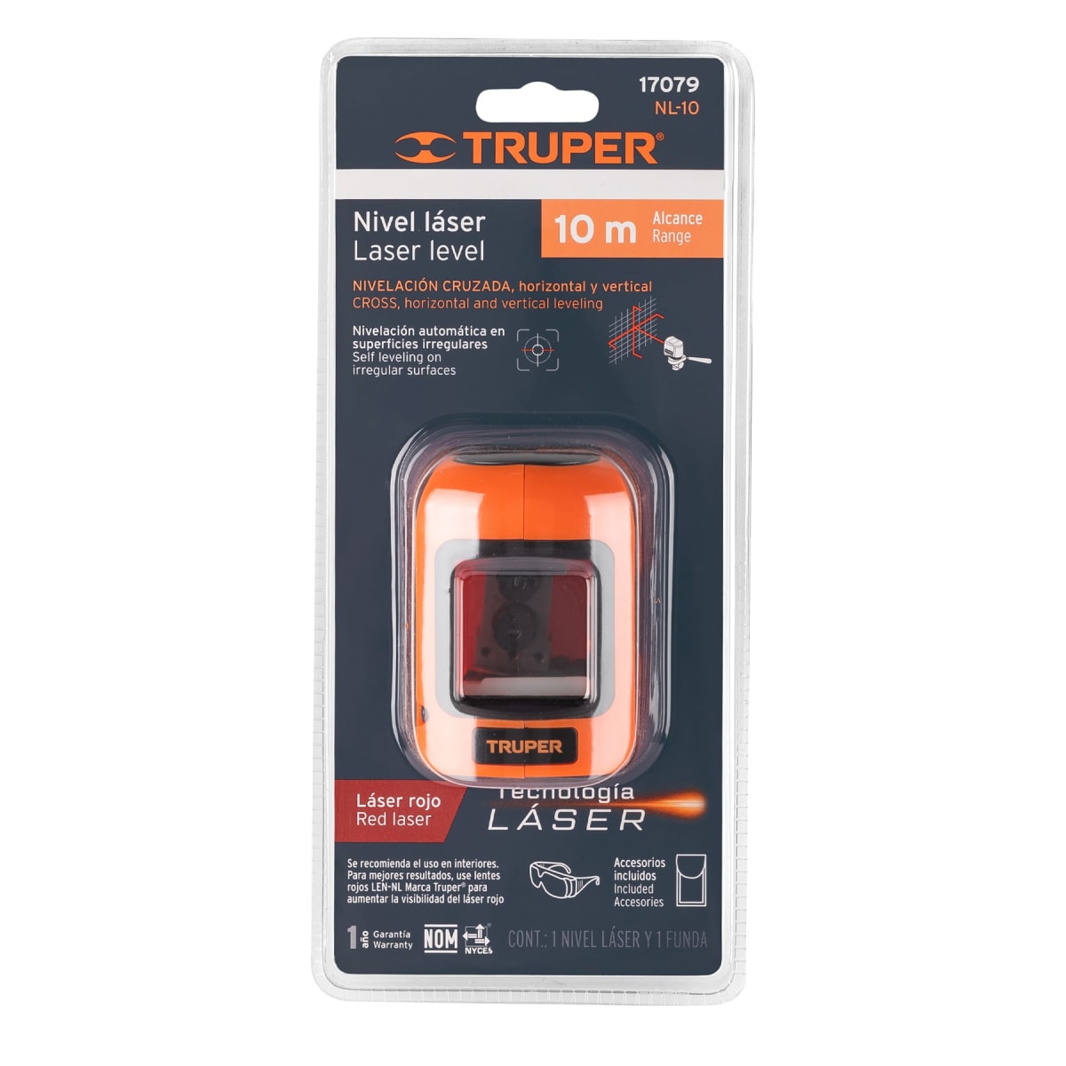 Nivel Láser Luz Roja Alcance 10 Mts Truper 170793