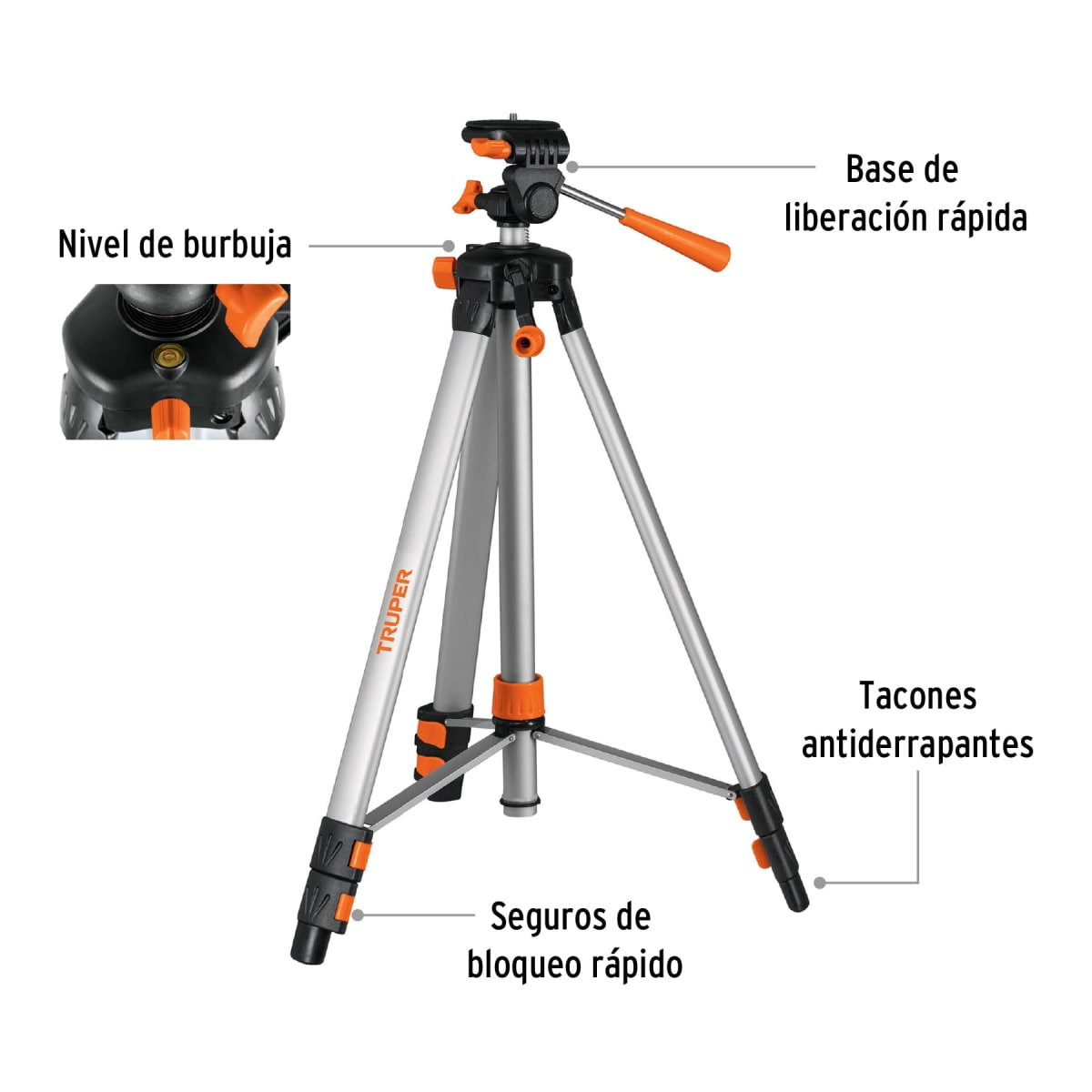 Trípode para Nivel Altura de Trabajo 59-145 Cm Truper 1008112