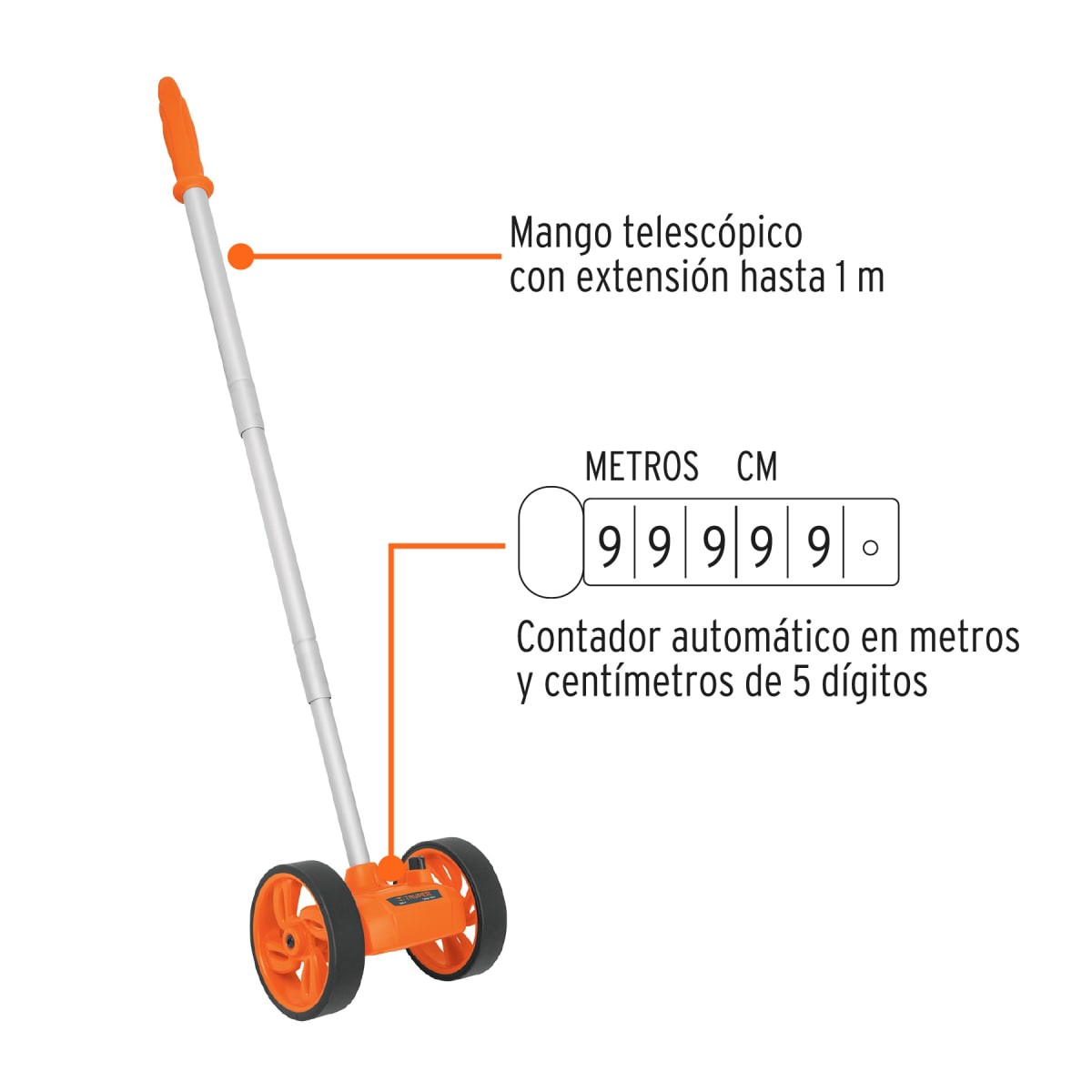 Odómetro con rueda doble de 4' Truper 158303