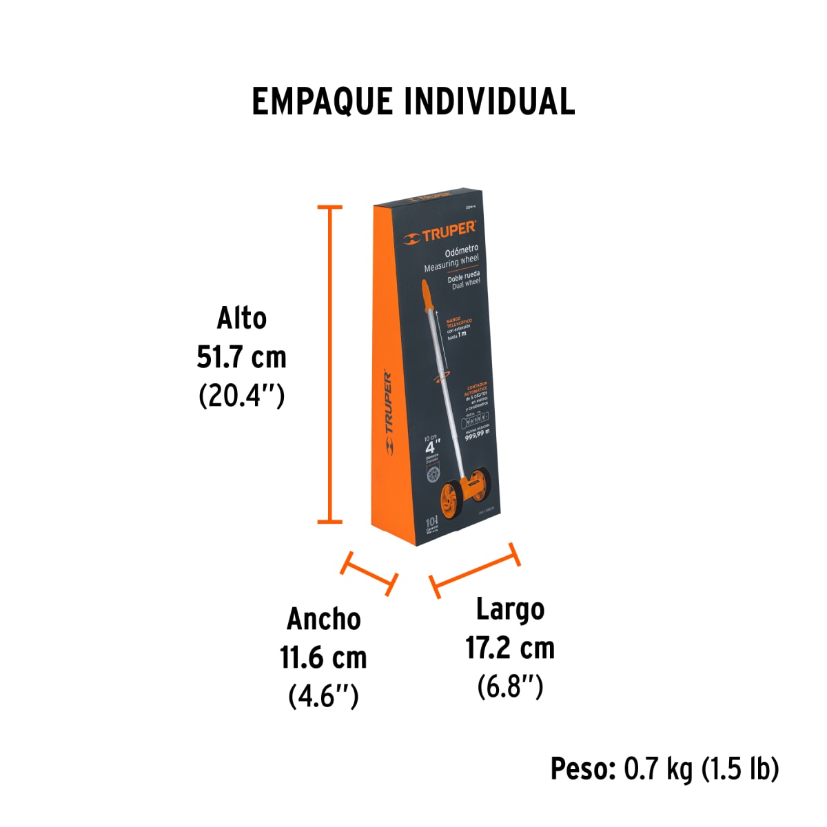 Odómetro con rueda doble de 4' Truper 158305