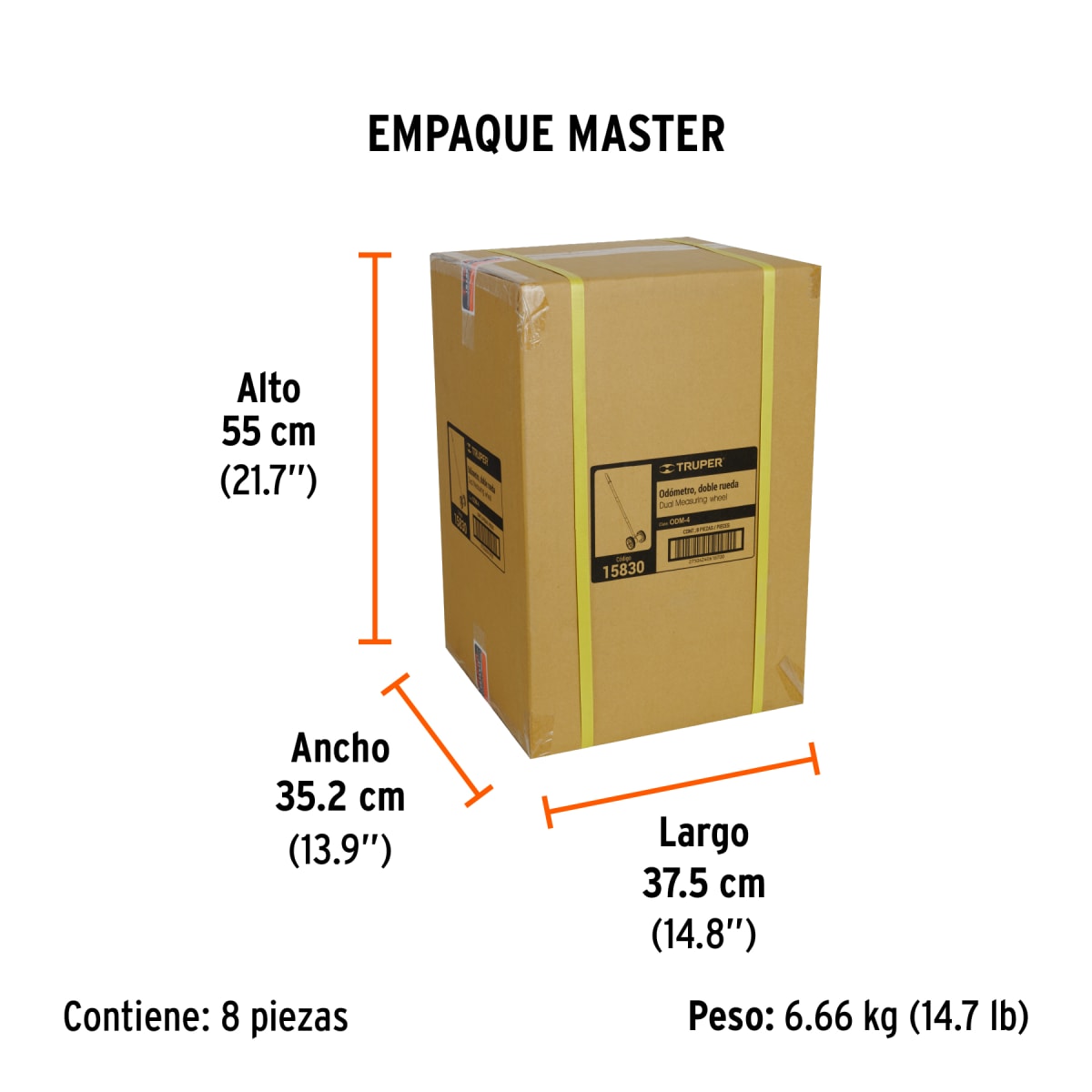 Odómetro con rueda doble de 4' Truper 158306