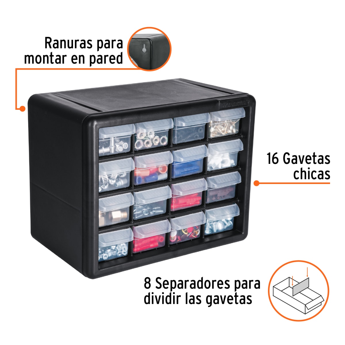 Organizador De Plástico 16 Gavetas Truper 118512