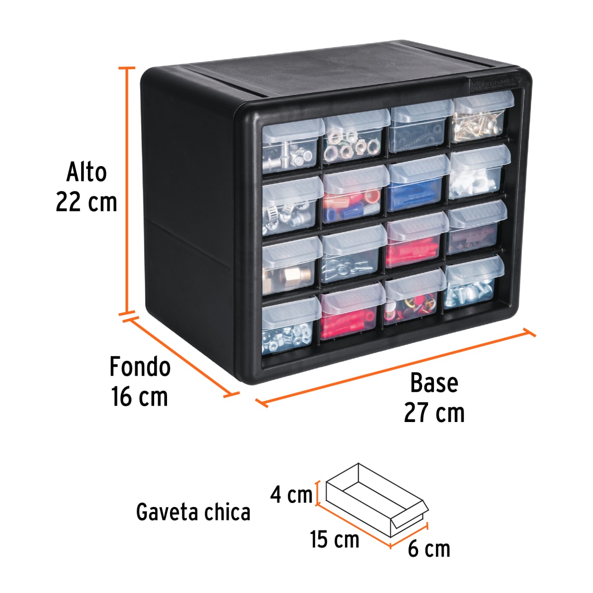 Organizador De Plástico 16 Gavetas Truper 118513