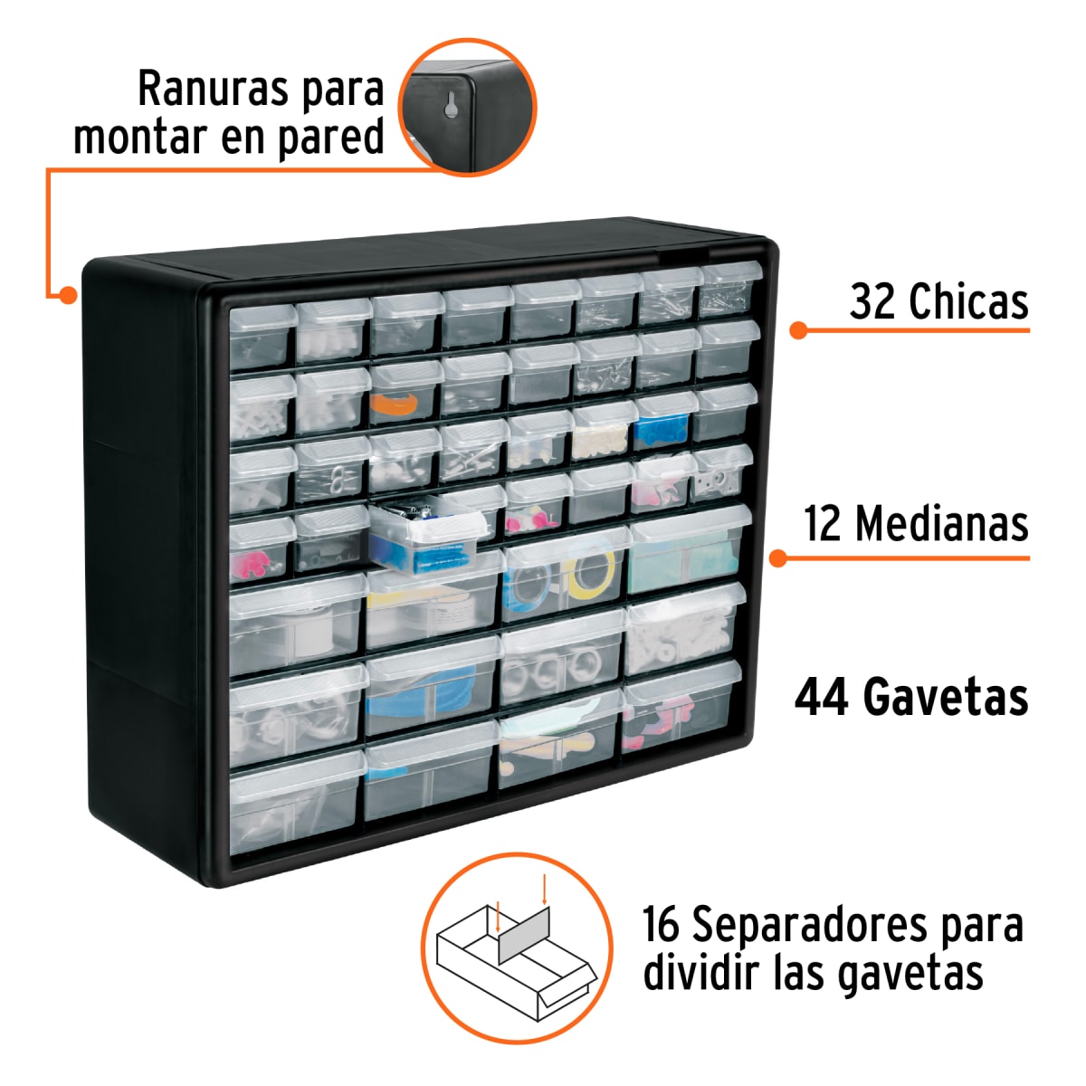 Organizador De Plástico 44 Gavetas Truper 1026422