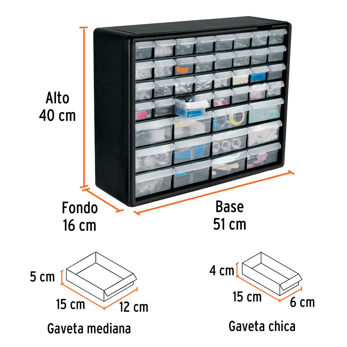 Organizador De Plástico 44 Gavetas Truper 1026424