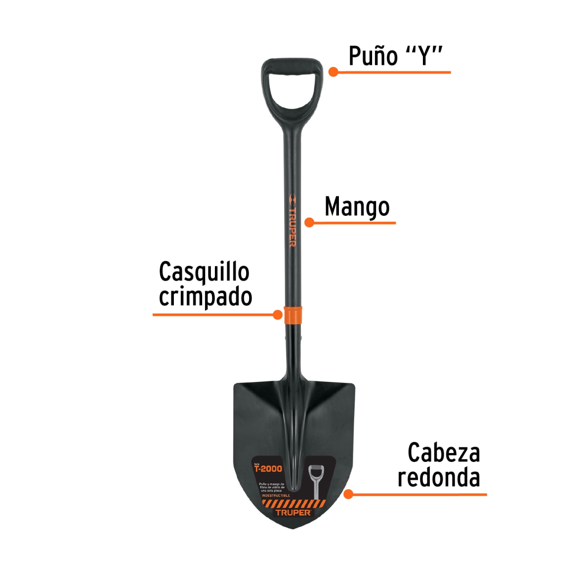 Pala Tipo Cuchara Fibra De Vidrio T-2000 Truper 1030392