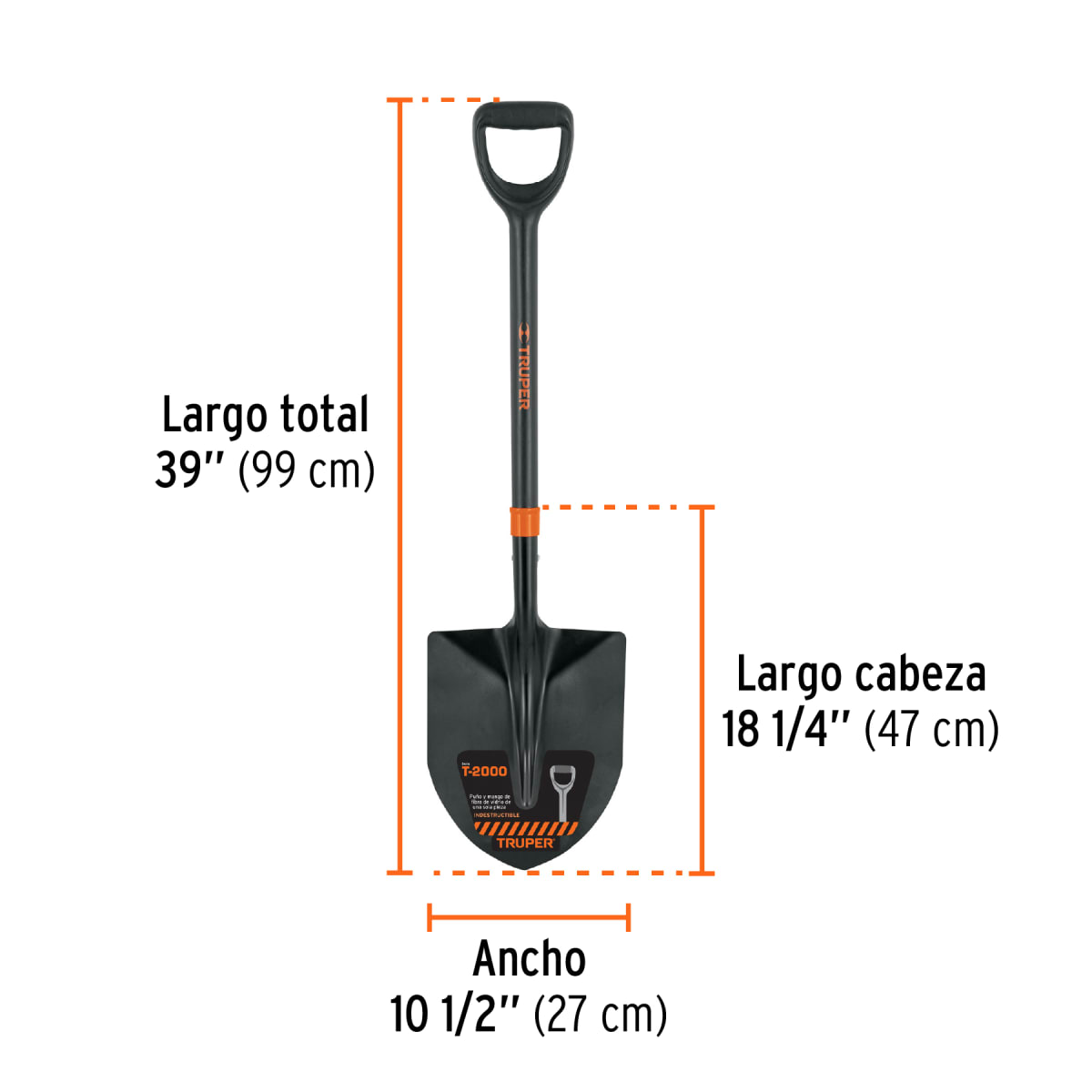 Pala Tipo Cuchara Fibra De Vidrio T-2000 Truper 1030393