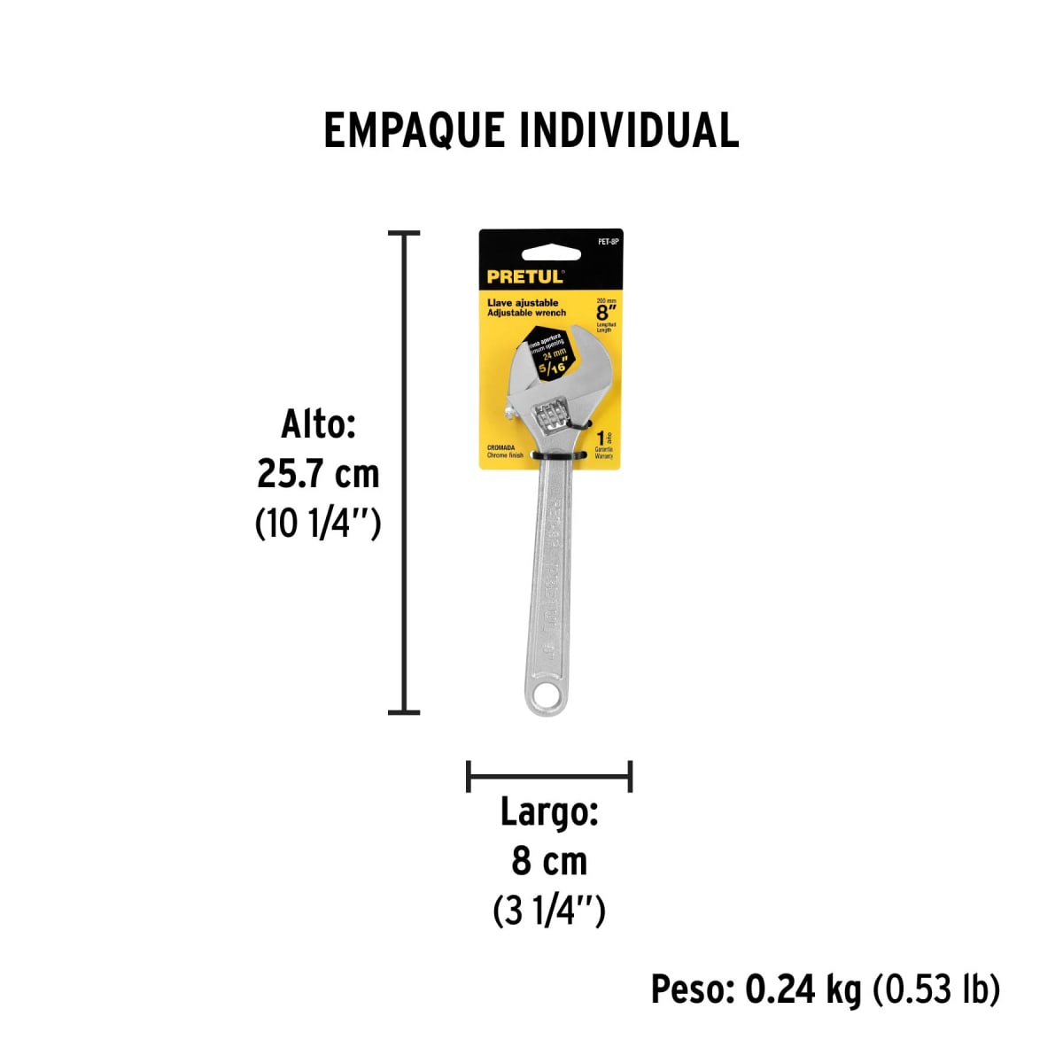 Llave Francesa Ajustable 8