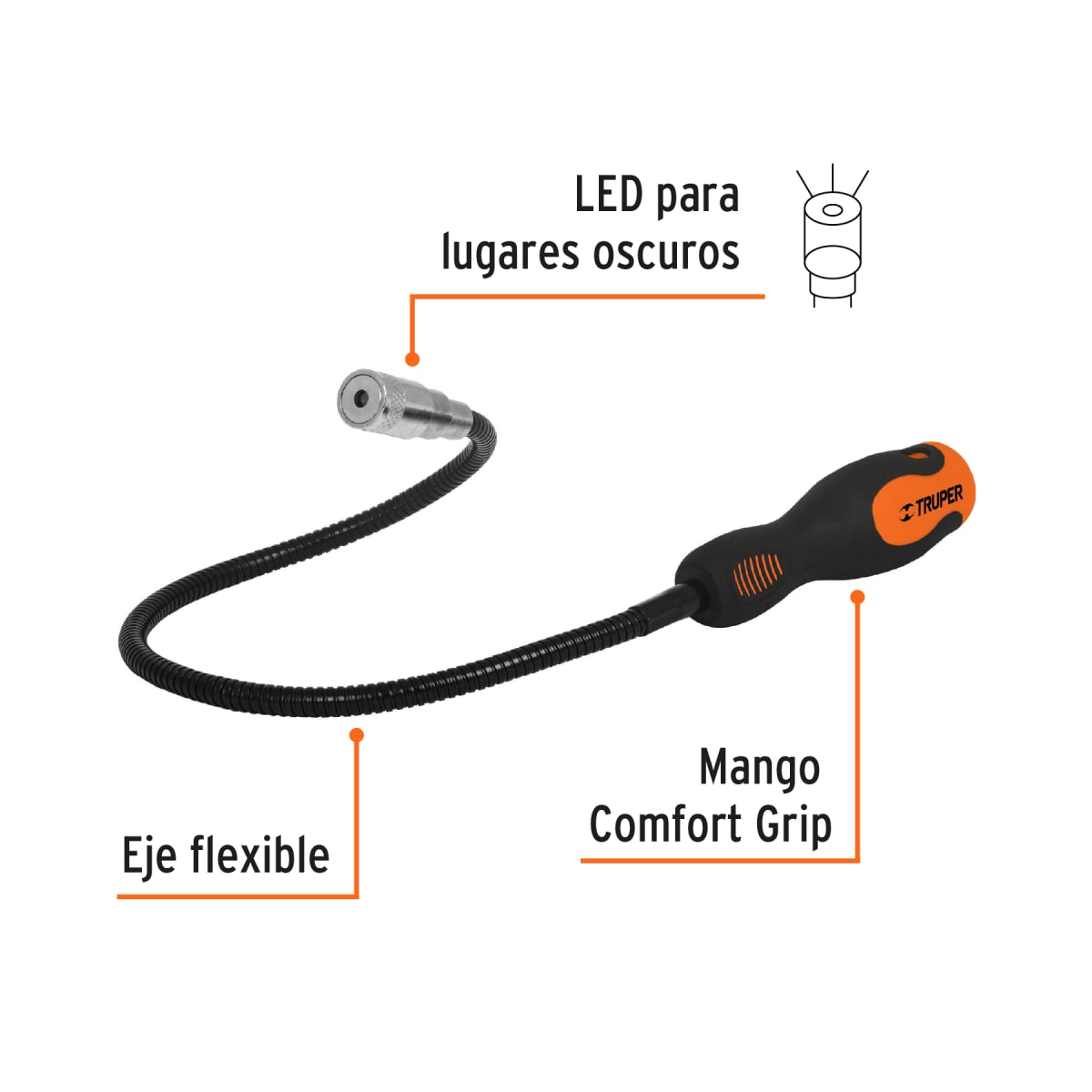 Imán Flexible Con LED 3 Kg Truper 153262