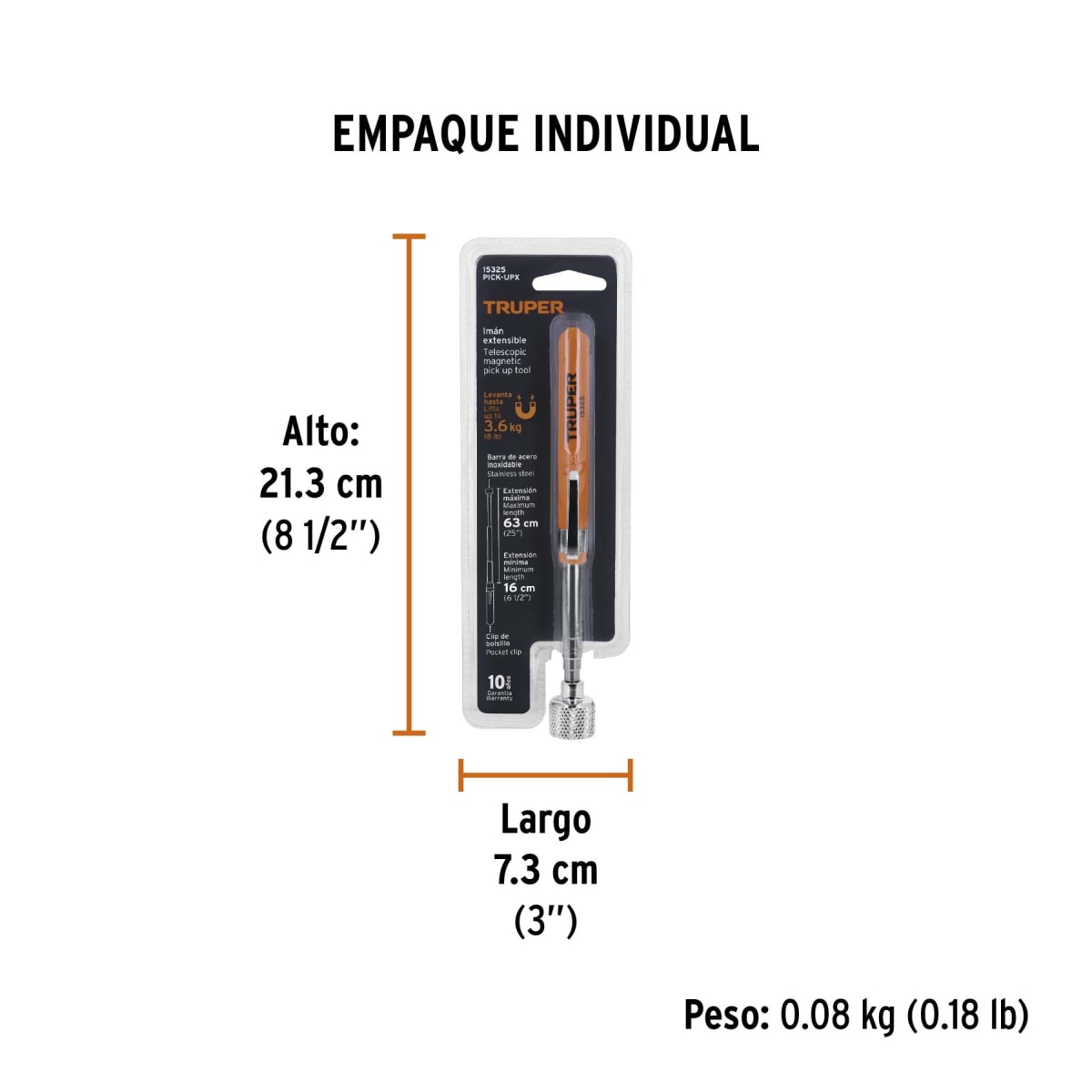 Imán Extensible Acero Inoxidable 3.6 Kg Truper 153255