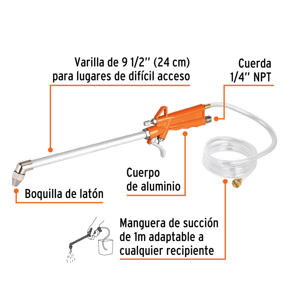 Pistola Para Limpieza De Máquinas Cuerda 1/4 NTP Truper 192372