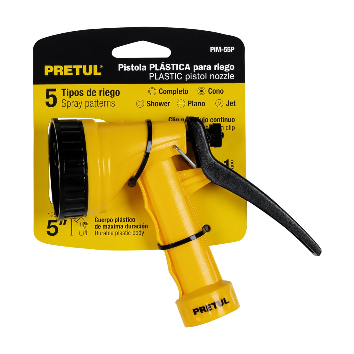 Pistola Plástica Para Riego  De 5 Funciones Pretul 227656